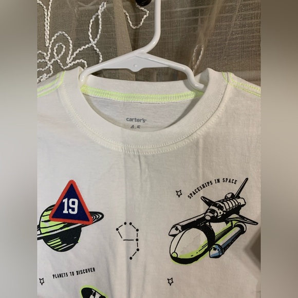 Kids Carter’s White Spaceship Graphic T Shirt - Picture 3 of 11